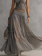Casual Bohemian Short-sleeve T-shirt And Skirt Two-piece Set