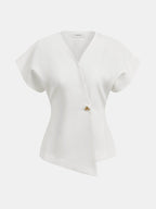 Trendy V-Neck Button Down Blouse