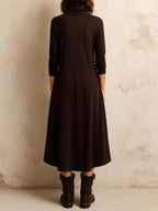 Boho-Inspired Midi Dress With Side Button Placket