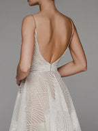 Stylish V-neck strap A-line dress