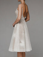 Stylish V-neck strap A-line dress