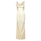 Satin V Neck Strapless Club Sexy Maxi Dress