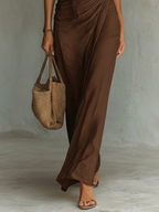 Minimalist Cowl Neck Sleeveless Belted Maxi Dress
