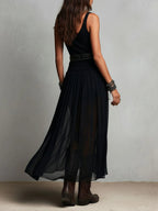 Black Sleeveless Tank Top With Tulle Skirt