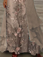 Nextmacys-Women's Long Sleeve V-neck Floral Printed Two Pieces Maxi Dress